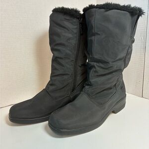 totes Black Winter Boots with Faux Fur Trim